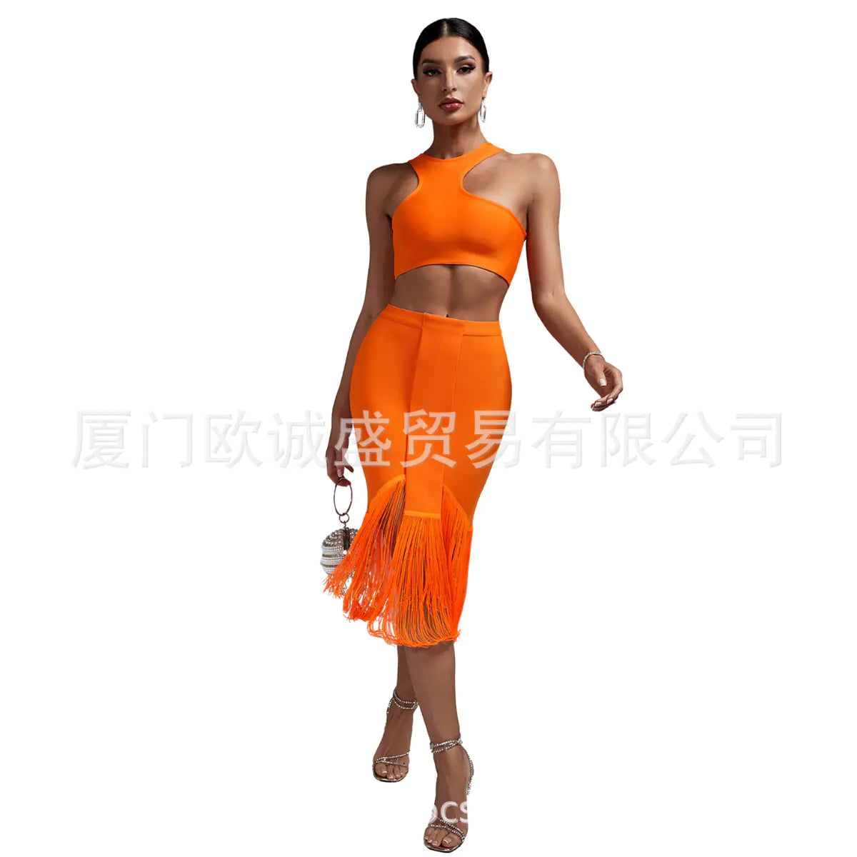 Fashionable Women's Irregular Sleeveless Top & Skirt Set Mimarta