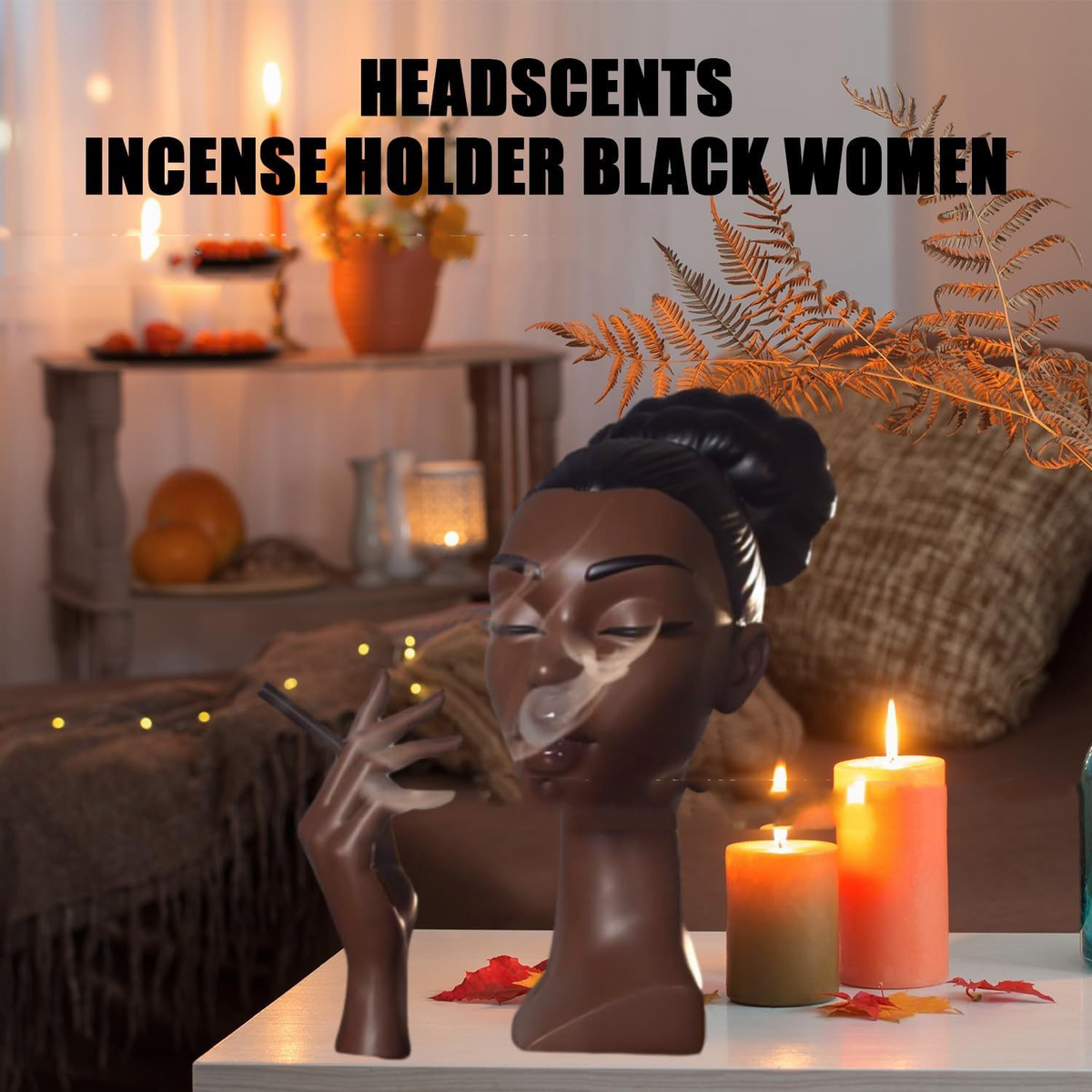 Elegant Black Woman Head Incense Burner Mimarta