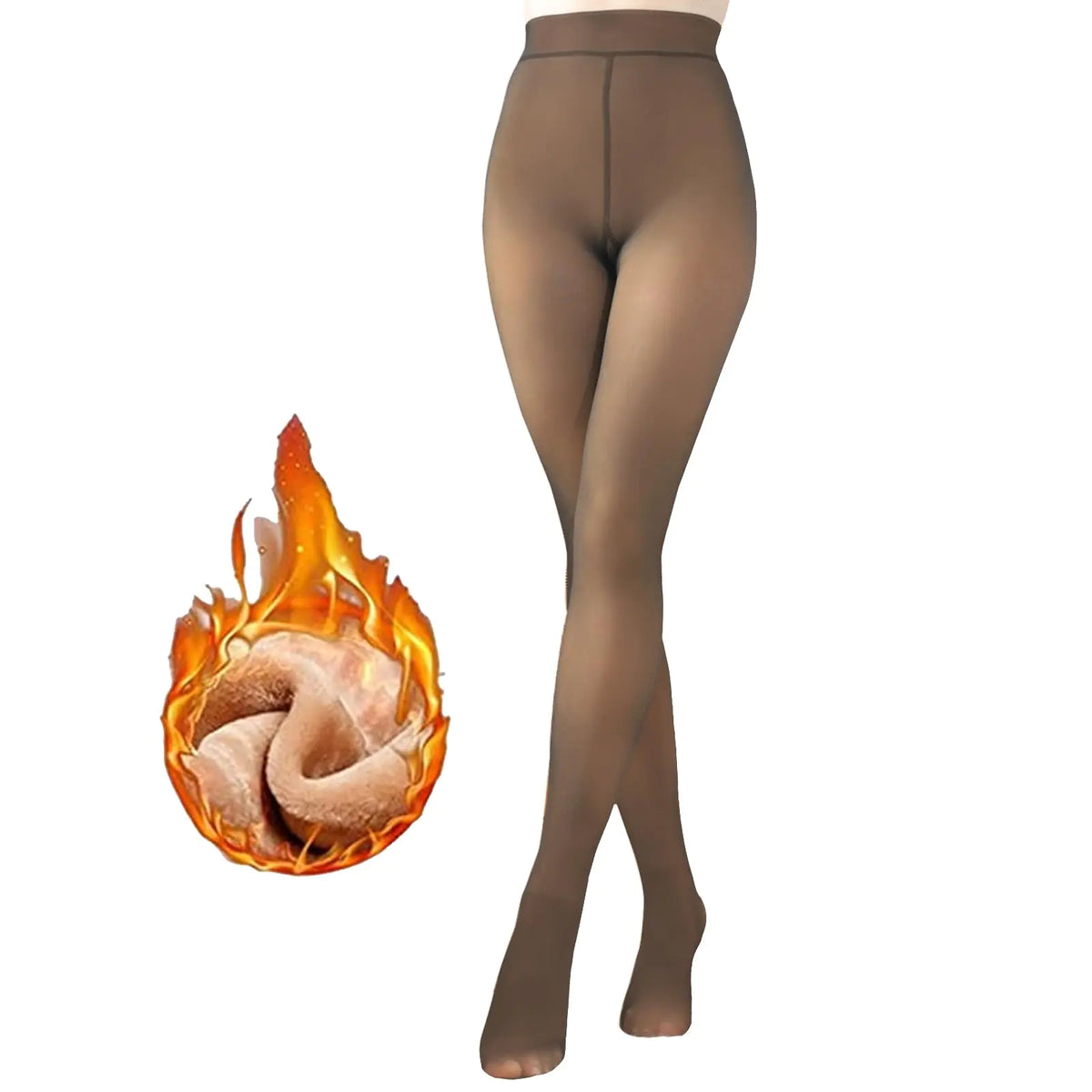 G&Y Fleece Lined Tights for Women -Therma Leggings Opaque Warm Winter Pantyhose (BrownS-M) Mimarta