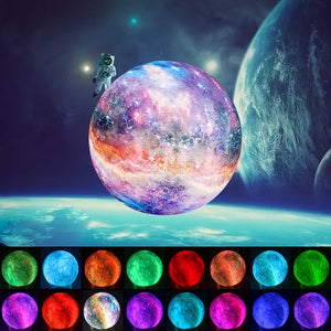 16-Color 3D LED Moon Light with Stand - Night Light Mimarta