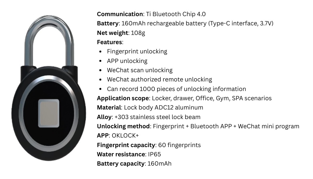 Smart Fingerprint Padlock for Home and Warehouse Use Mimarta