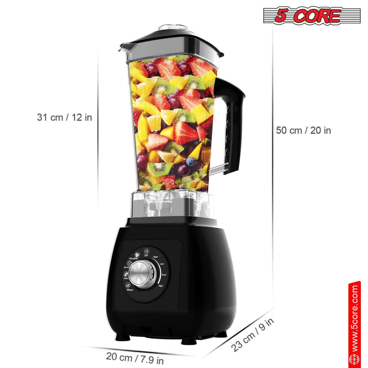5Core Juicer Blender Machines 2000W Countertop Kitchen Smoothie Maker w 68oz Jar Rieworkes
