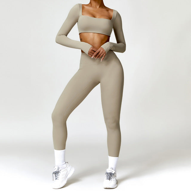 Women's 2PCS Yoga Tracksuit with Leggings and Crop Top Mimarta