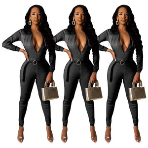 Fashionable Denim Fringed Jumpsuit with Belt Mimarta