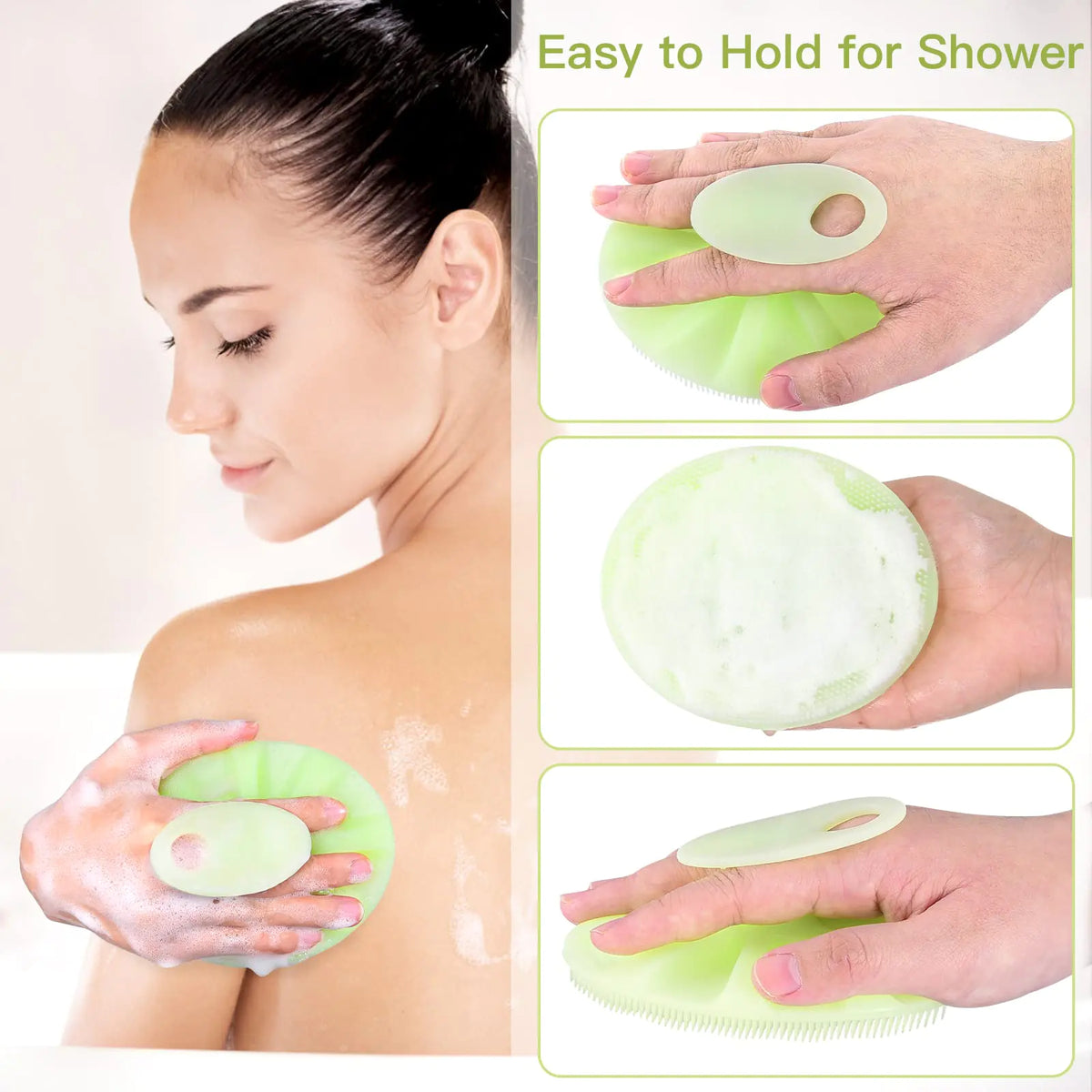 INNERNEED Food-Grade Soft Silicone Body Cleansing Brush Shower Scrubber, Gentle Exfoliating and Massage for All Kinds of Skin (Green) Green Rieworkes