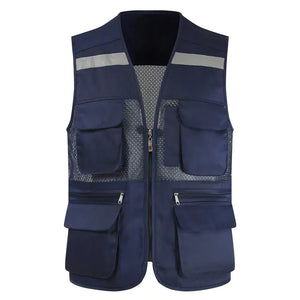 Men's Reflective Safety Vest with Multi-Pocket Mesh Design Mimarta