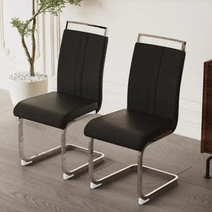 Modern Dining Chairs,PU Faux Leather High Back Upholstered Side Chair With C-shaped Tube Plating Metal Legs For Dining Room Kitchen Vanity Patio Club Guest Office Chair Set Of 4 Rieworkes