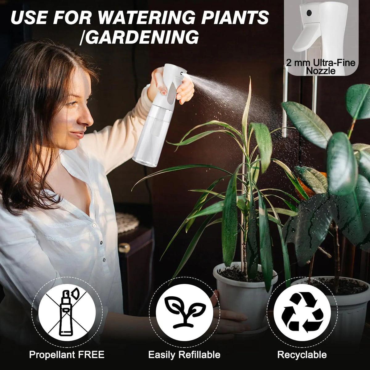 Continuous Spray Bottle for Hair (10.1oz/300ml) 2 Pack Home Essentials Spray Bottles For Cleaning Empty Ultra Fine Water Mister Sprayer For Hairstyling Garden Plants Curly Hair Perfume Etc Rieworkes
