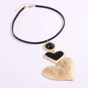 Double Black Heart Necklace Rieworkes