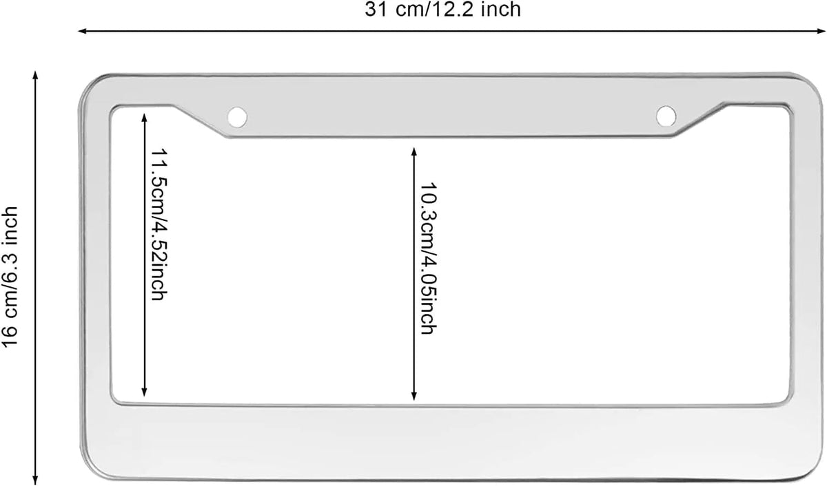 2PCS Chrome Stainless Steel Metal License Plate Frame Tag Cover With Screw Caps - Rieworkes