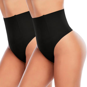 Werena Tummy Control Thong Shapewear for Women Seamless Shaping Thong Panties Body Shaper Underwear 01# Black 2 Pic Set 3X-Large Rieworkes