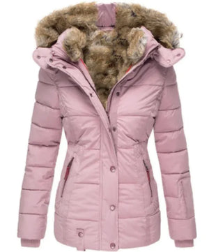 Fur collar long sleeve slim-fit cotton coat Rieworkes