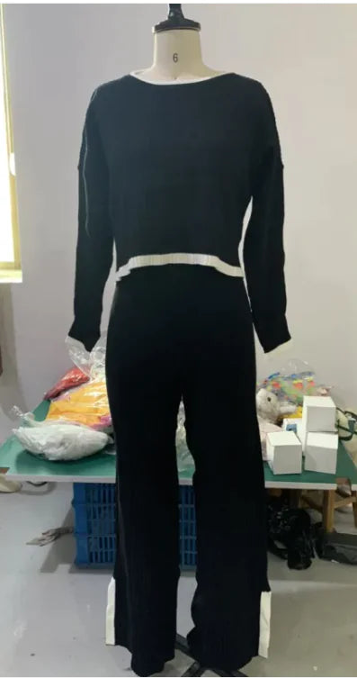 Winter Idle Style Contrast Color Suit Female Autumn And Winter Knitting Mimarta