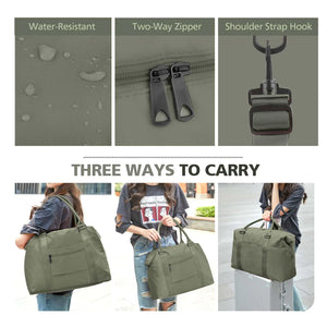 Travel Duffle Bag, Waterproof Weekender Bag Carry On Tote Bags for Women, Travel Essentials Sport Gym Bag for Men, Hospital Bag for Labor and Delivery, Overnight Bag Luggage Bag with Trolley Sleeve 06 Dark Green Rieworkes