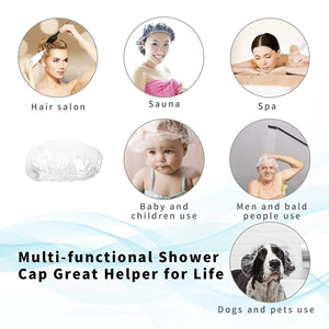 30pcs Disposable Shower Caps - Multi - Purpose Thickening Elastic Bath Cap Plastic Waterproof Clear Shower Cap Bath Shower Caps Women Spa,Men Hair Caps,Home Use,Hotel and Hair Salon, Travel.(Size 52CM) Large 30PCS - Rieworkes