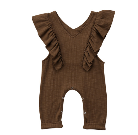 Solid Color Jumpsuit with Ruffled Sleeves Mimarta