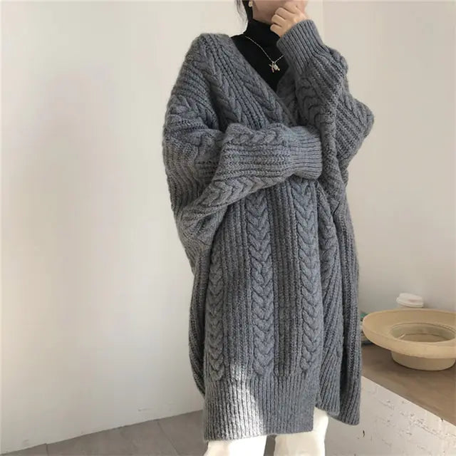 Women's Thick Knitted Long Sweater Coat for Fall/Winter Mimarta