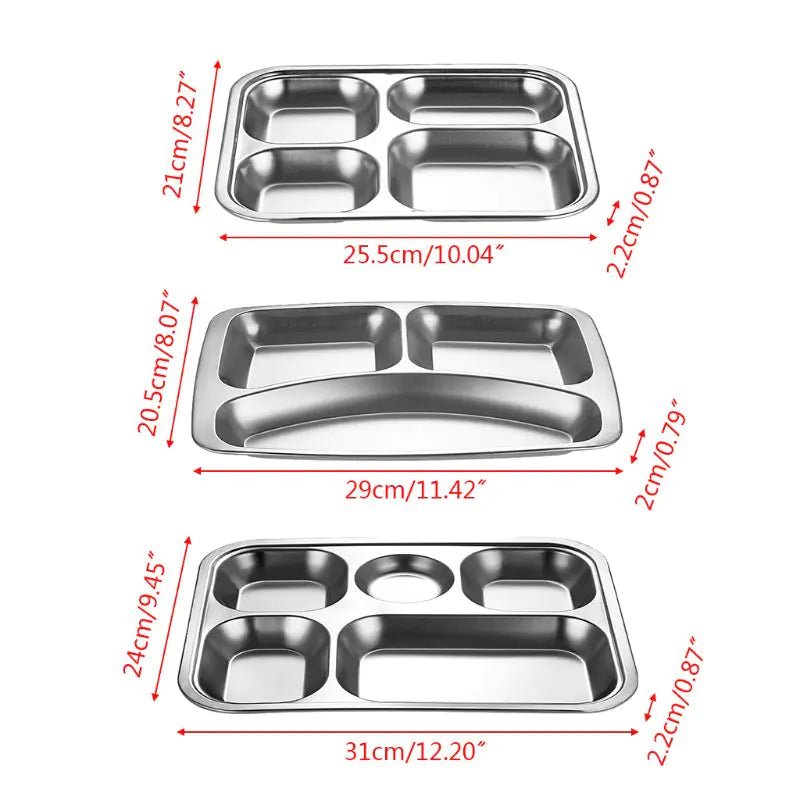 3/4/5 Sections Stainless Steel Food Plate - Rieworkes