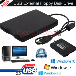 3.5” USB 2.0 Data External Floppy Disk Drive 1.44MB For Laptop PC Win 7/8/10 Mac - Rieworkes