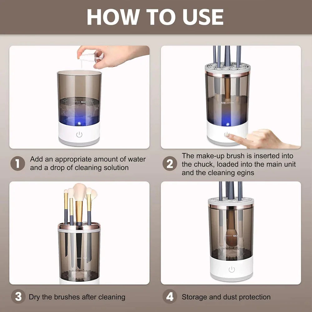 Automatic Brush Cleaner Electric Makeup Brush Cleaning Machine Fast Clean Dryer Rieworkes
