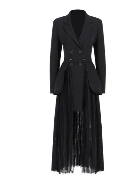 Black Blazer and Fringe Skirt Set (One Set) Mimarta