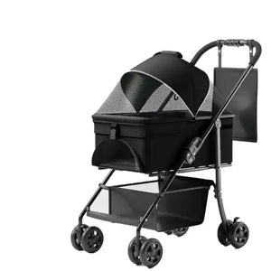 2 In 1 Folding Dog Stroller, Pet Folding Stroller, 4 Wheels Dog Cat Puppy Stroller W  Removable Travel Carrier For Small  Medium Pet, Waterproof Pad, Car Seat, Sun Shade, Xmas Christmas Gift Rieworkes