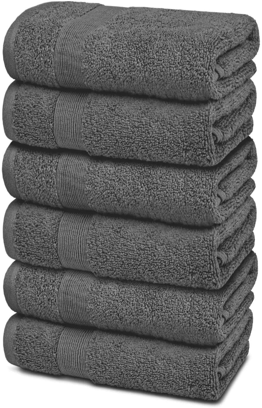 Resort Collection Soft Hand Towels 16x27 in 6 Pack Smoke Grey Luxury Hotel Rieworkes