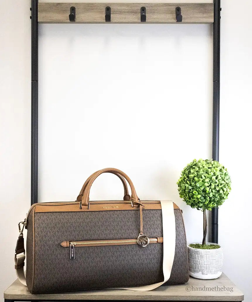 Copy of Michael Kors Travel Extra Large Brown PVC Top Zip Duffle Weekender Luggage Bag Mimarta