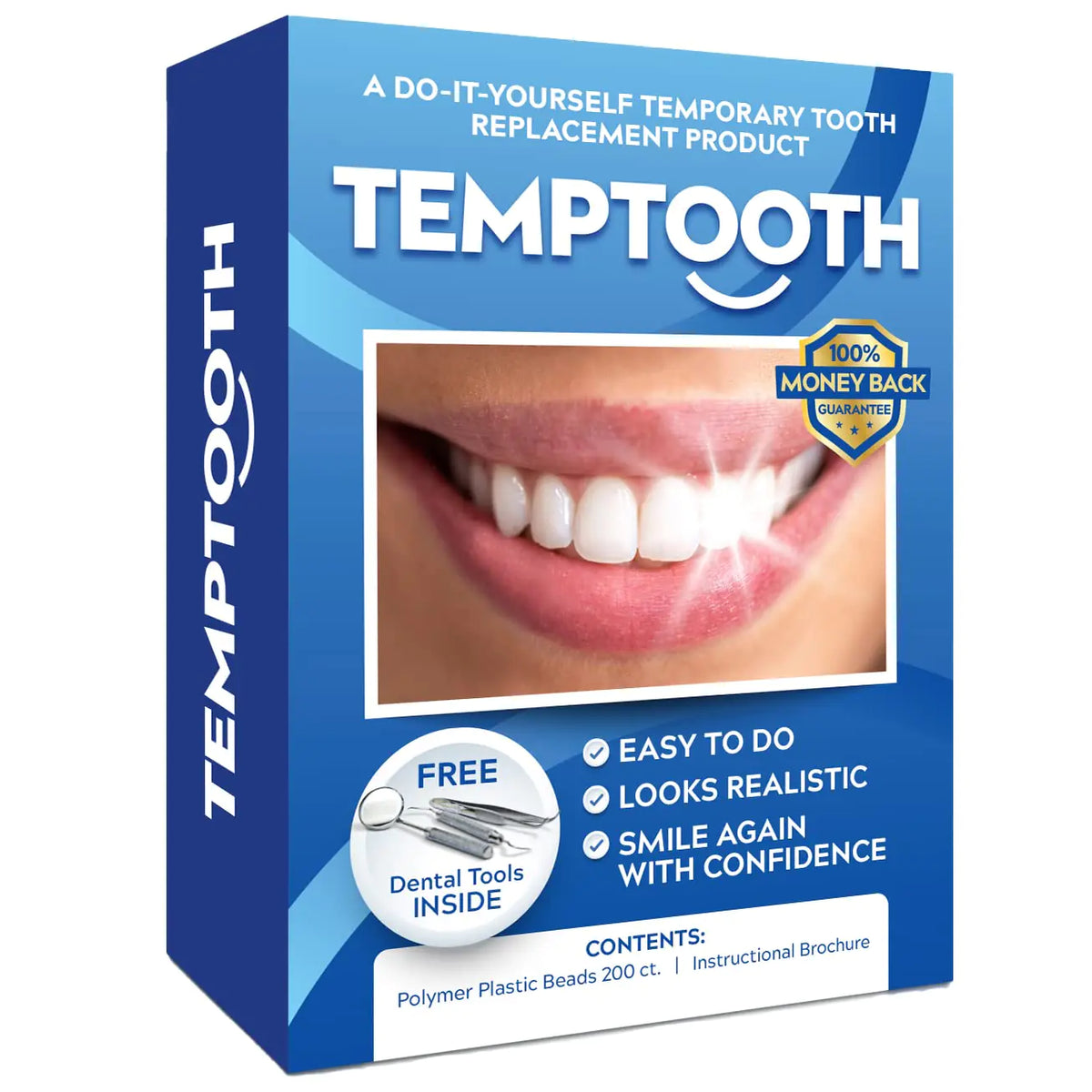 Temptooth #1 Seller Trusted Patented Temporary Tooth Replacement Product 3.8" L Mimarta