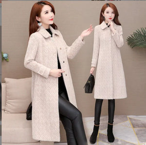 Mid-Length Padded Imitation Mink Fleece Coat for Women Mimarta