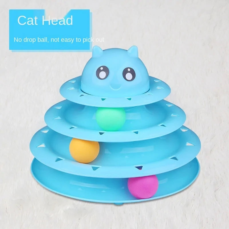 Turntable Balls 4 Layers Play Track Plate Cats Toys Rieworkes