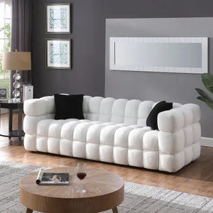 84.3 Length ,35.83 Deepth ,human Body Structure For USA People, Marshmallow Sofa,boucle Sofa ,White Color,3 Seater Rieworkes
