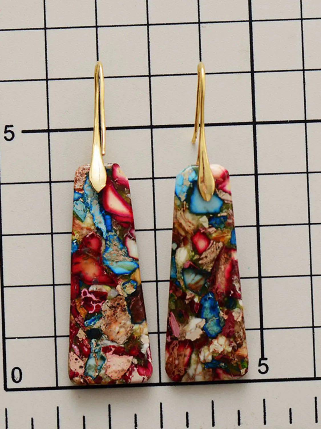 Geometrical Shape Imperial Jasper Dangle Earrings Rieworkes