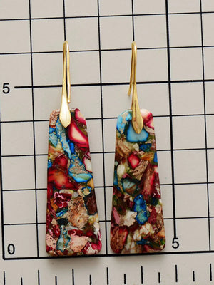 Geometrical Shape Imperial Jasper Dangle Earrings Rieworkes