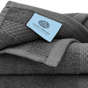 Luxury Dark Gray Bath Towel Set 8 Pcs Combed Cotton 700GSM Hotel Quality Rieworkes
