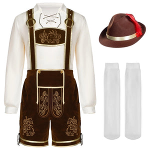 Spooktacular Creations Men’s German Bavarian Oktoberfest Costume Set, Beer Costume Hat for Adults Halloween and Beer Festival Dark Brown X-Large Rieworkes