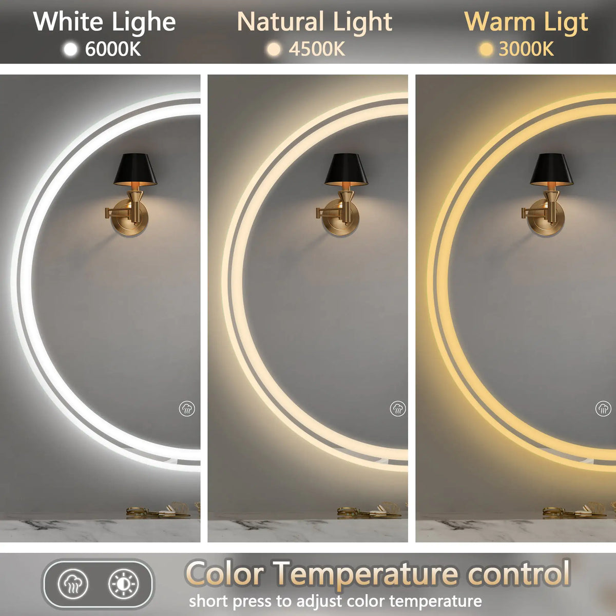 28 Inch Round LED Bathroom Mirror -Wall Mounted Mimarta