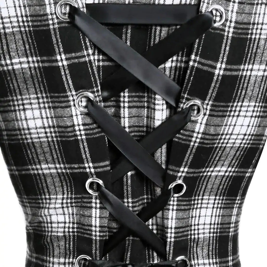 New Women's Winter Plaid Coat with Hood and Belt Mimarta