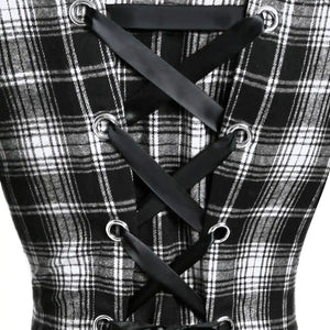 New Women's Winter Plaid Coat with Hood and Belt Mimarta