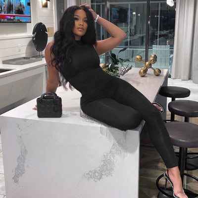 2020 Women's Sleeveless High-Waist Jumpsuit Mimarta