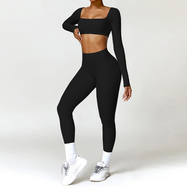 Women's 2PCS Yoga Tracksuit with Leggings and Crop Top Mimarta