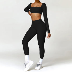 Women's 2PCS Yoga Tracksuit with Leggings and Crop Top Mimarta