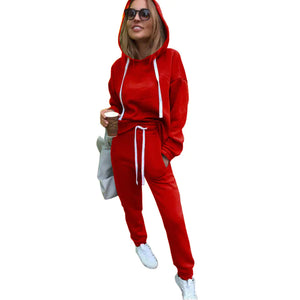 Women's Hooded Crop Sweatshirt Set - 2 Pieces Mimarta