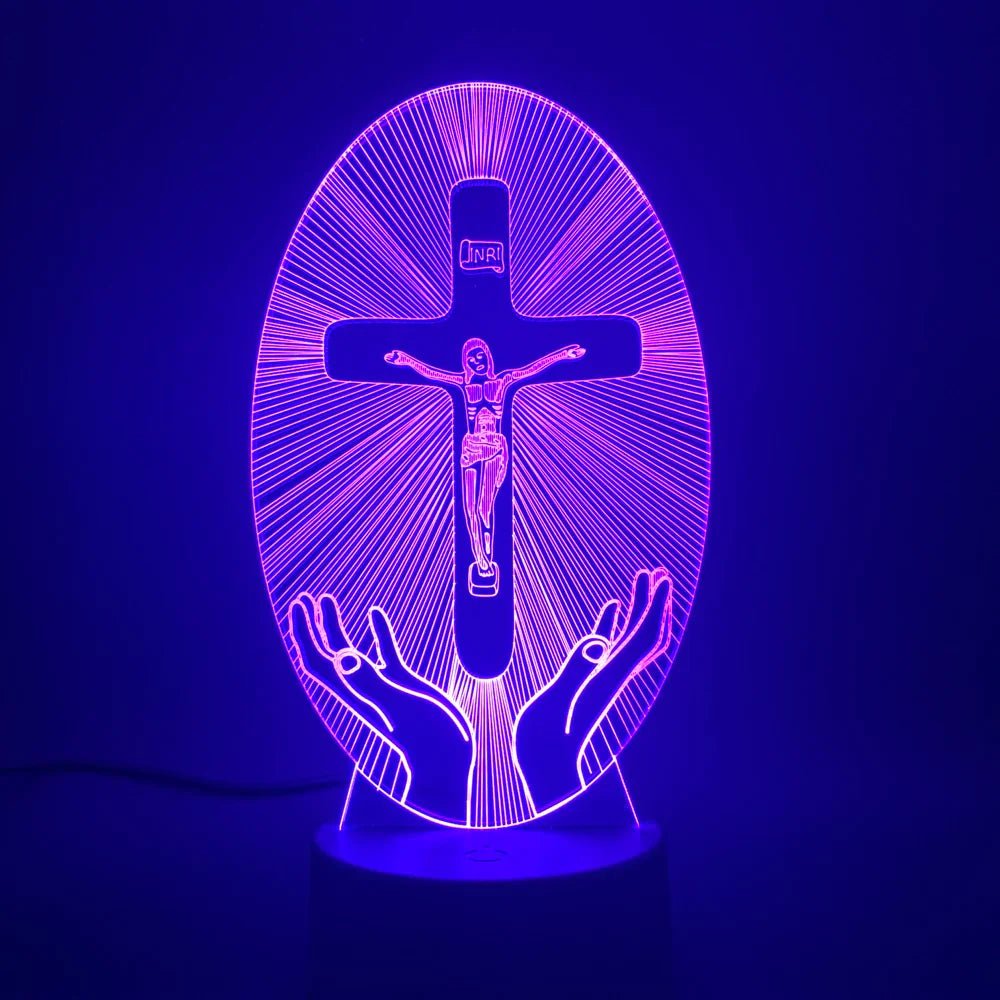 3D Acrylic Jesus Cross Night Light - Rieworkes