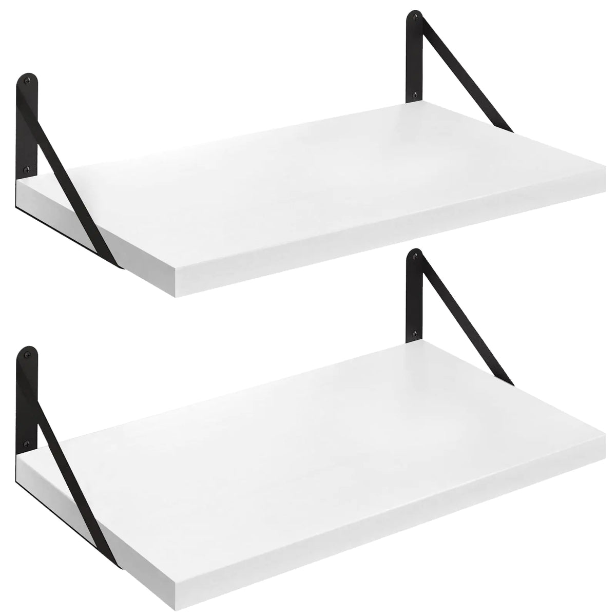 SAUMONIERES Floating Shelves Wall Bookshelf for Bedroom Bathroom Living Room Wood Wall Mounted Wide Deep Storage White Painted 24 Inch Wall Shelves Set of 2 Mimarta