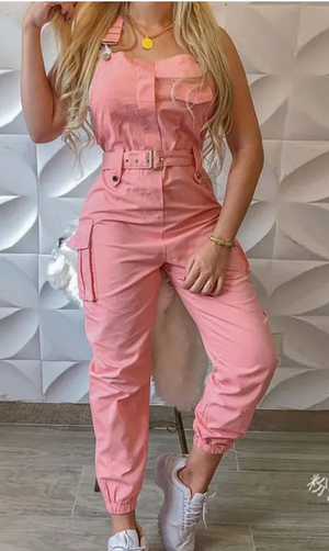 Women's Fashion Work Clothes Jumpsuit Belt Sleeveless Mimarta