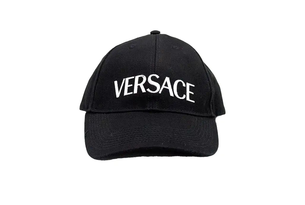 Versace Black Cotton Embroidered Logo Adjustable Baseball Hat Mimarta