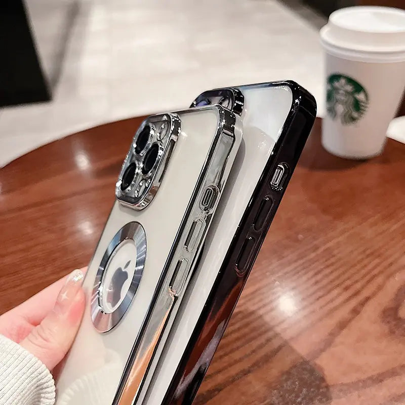 Luxury Plating Logo Hole Case For iPhone Rieworkes