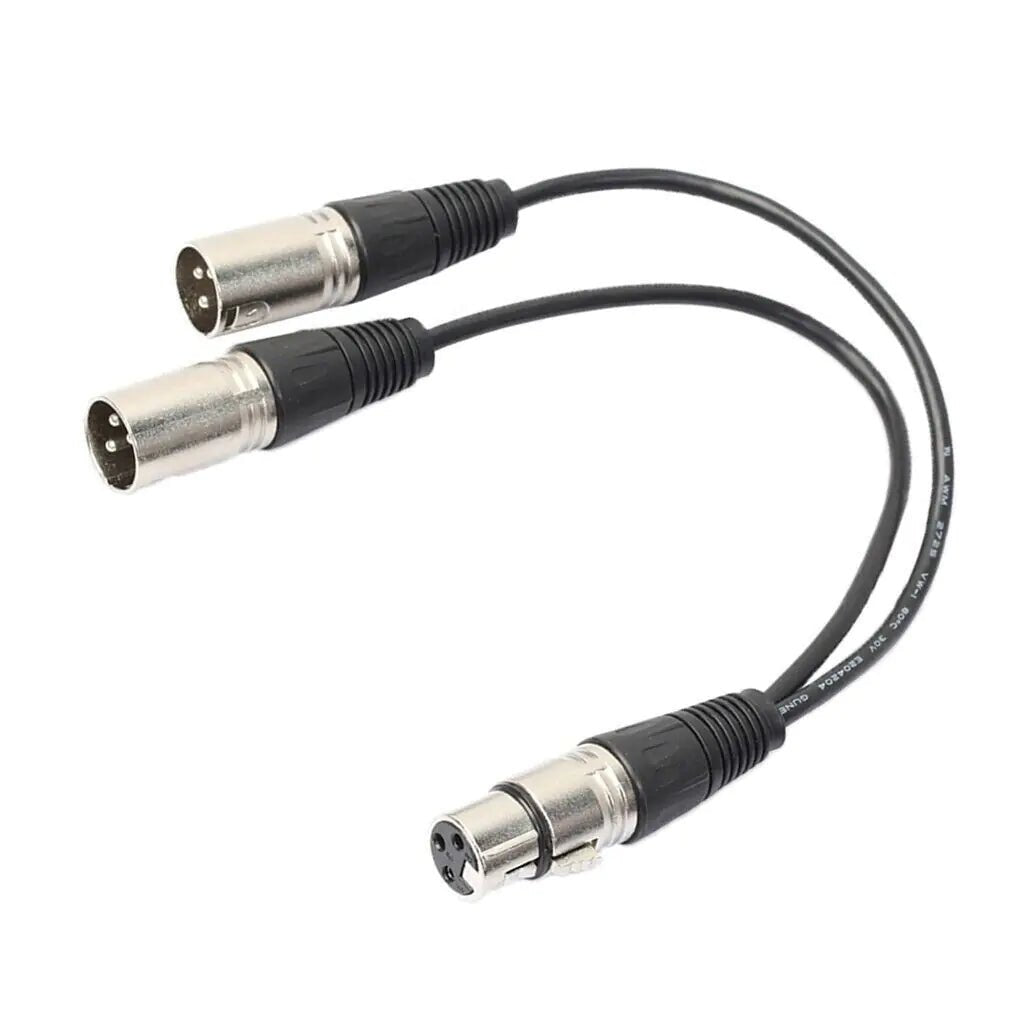 3Pin XLR Female Jack To Dual 2 Male Plug Y Splitter Cable Adapter Microphone USA - Rieworkes