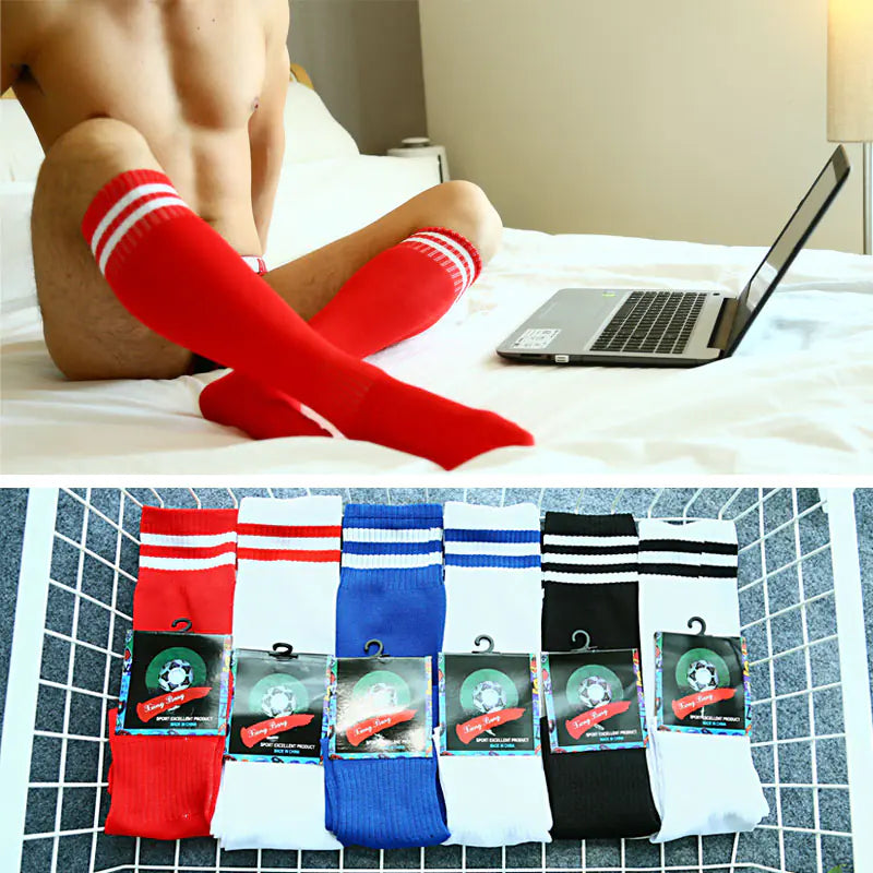 Men's Knee-High Striped Socks for Fashion and Sports Mimarta